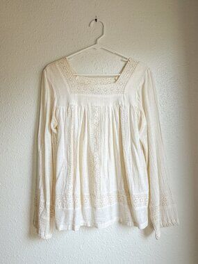 Vintage 1970's Hippie Boho Indian Gauze Peasant Top